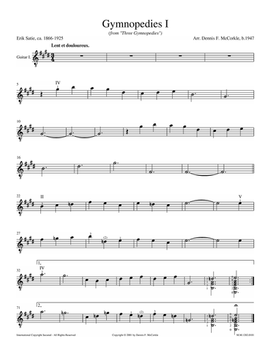 Gymnopedies I for Two Guitars (from Three Gymnopedies) for Two Guitars