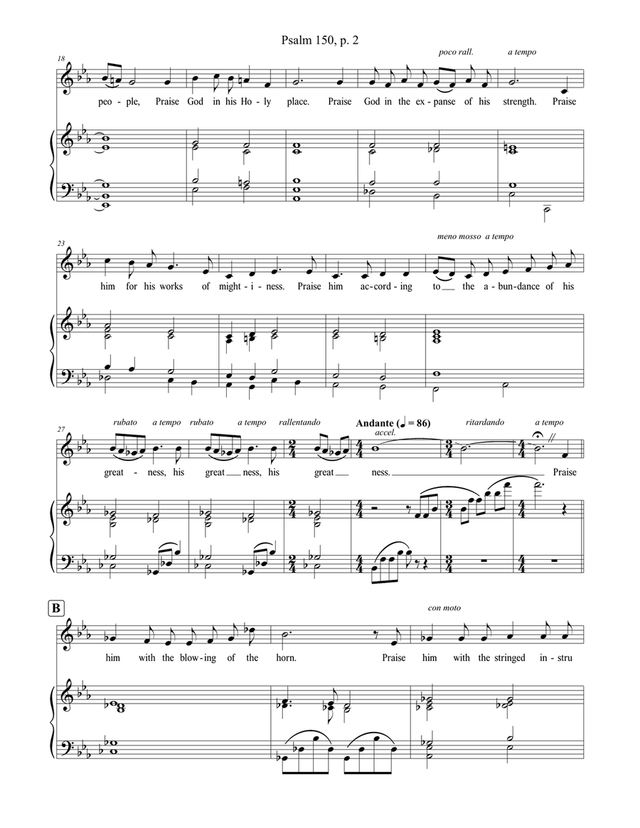 Psalm 150 (for Tenor and Piano) Psalm 150 (for Tenor and Piano) Tenor Voice scores gallery preview page 2