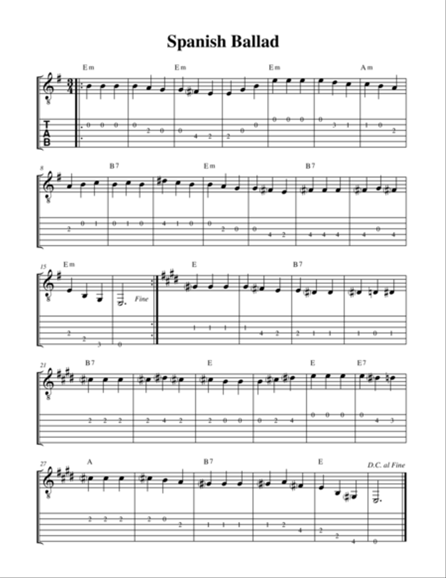 Romanza (Spanish Ballad) - Student Edition Acoustic Guitar scores gallery preview page 1