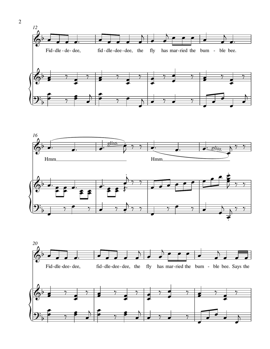 Fiddle dee-dee Fiddle dee-dee Unison Choir scores gallery preview page 2