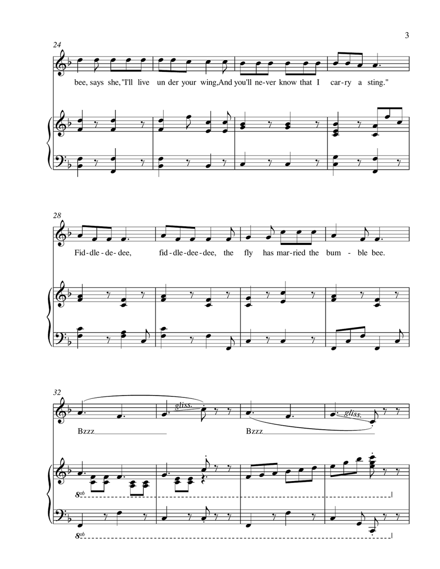 Fiddle dee-dee Fiddle dee-dee Unison Choir scores gallery preview page 3