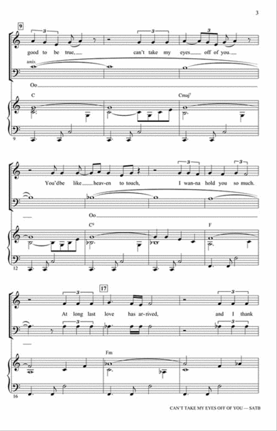 Can't Take My Eyes Off of You Choir scores gallery preview page 3
