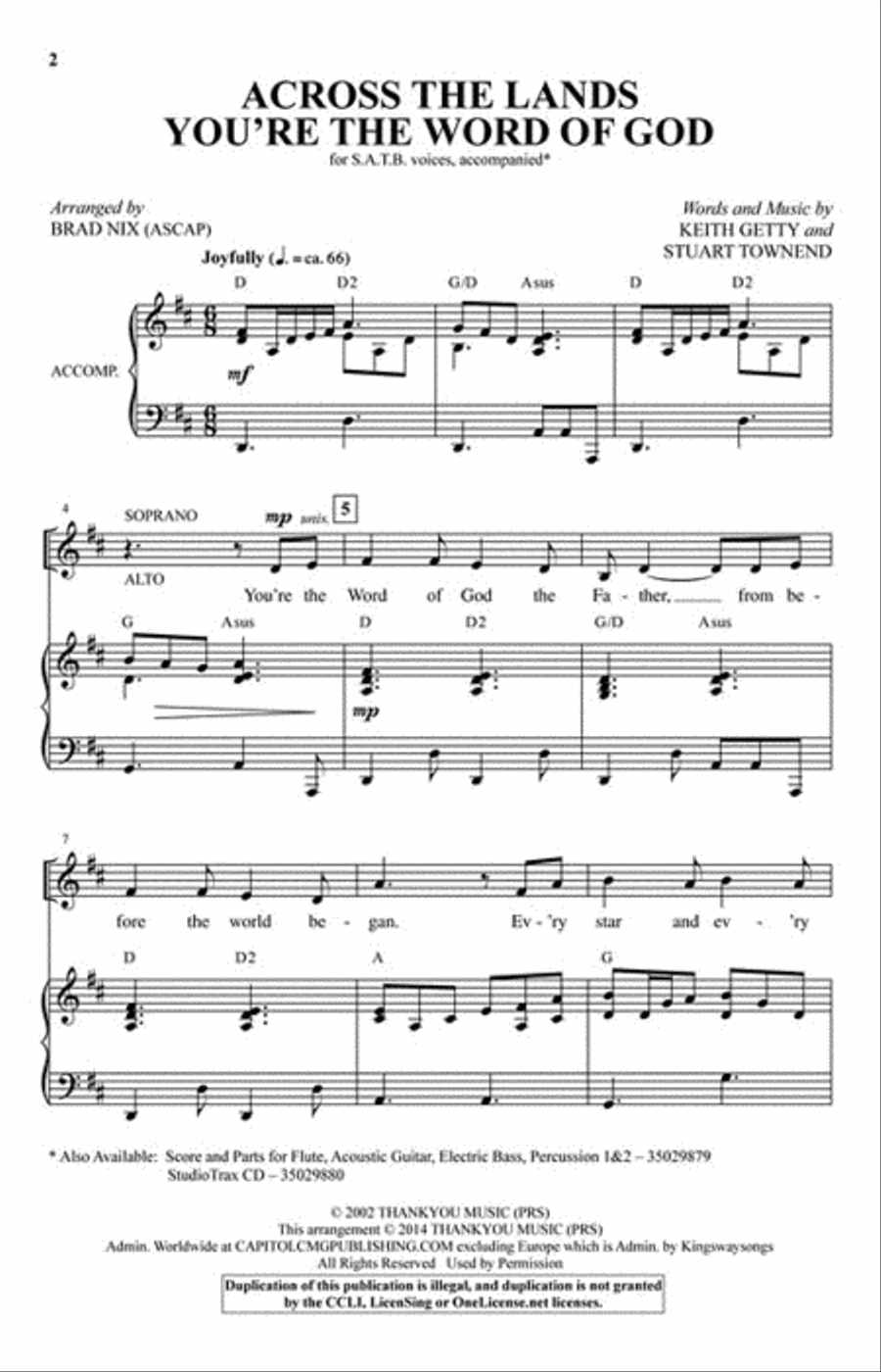Across the Lands You're the Word of God Choir scores gallery preview page 2