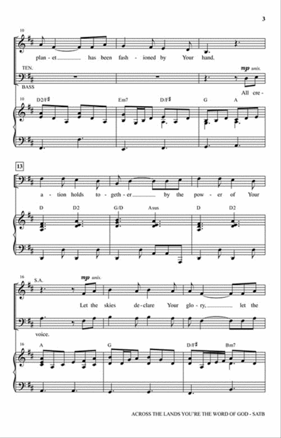 Across the Lands You're the Word of God Choir scores gallery preview page 3