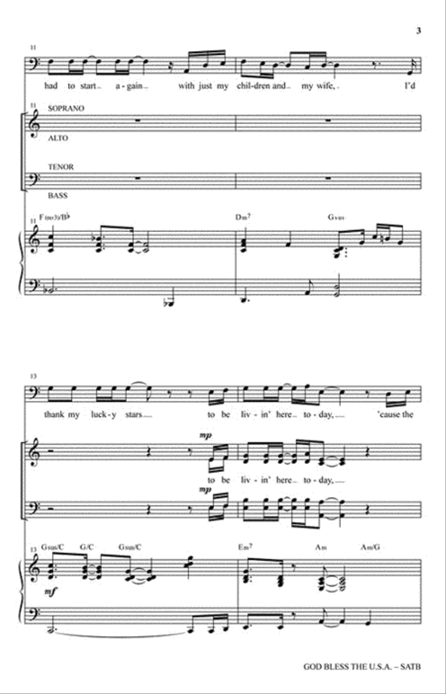 God Bless the U.S.A. Choir scores gallery preview page 3