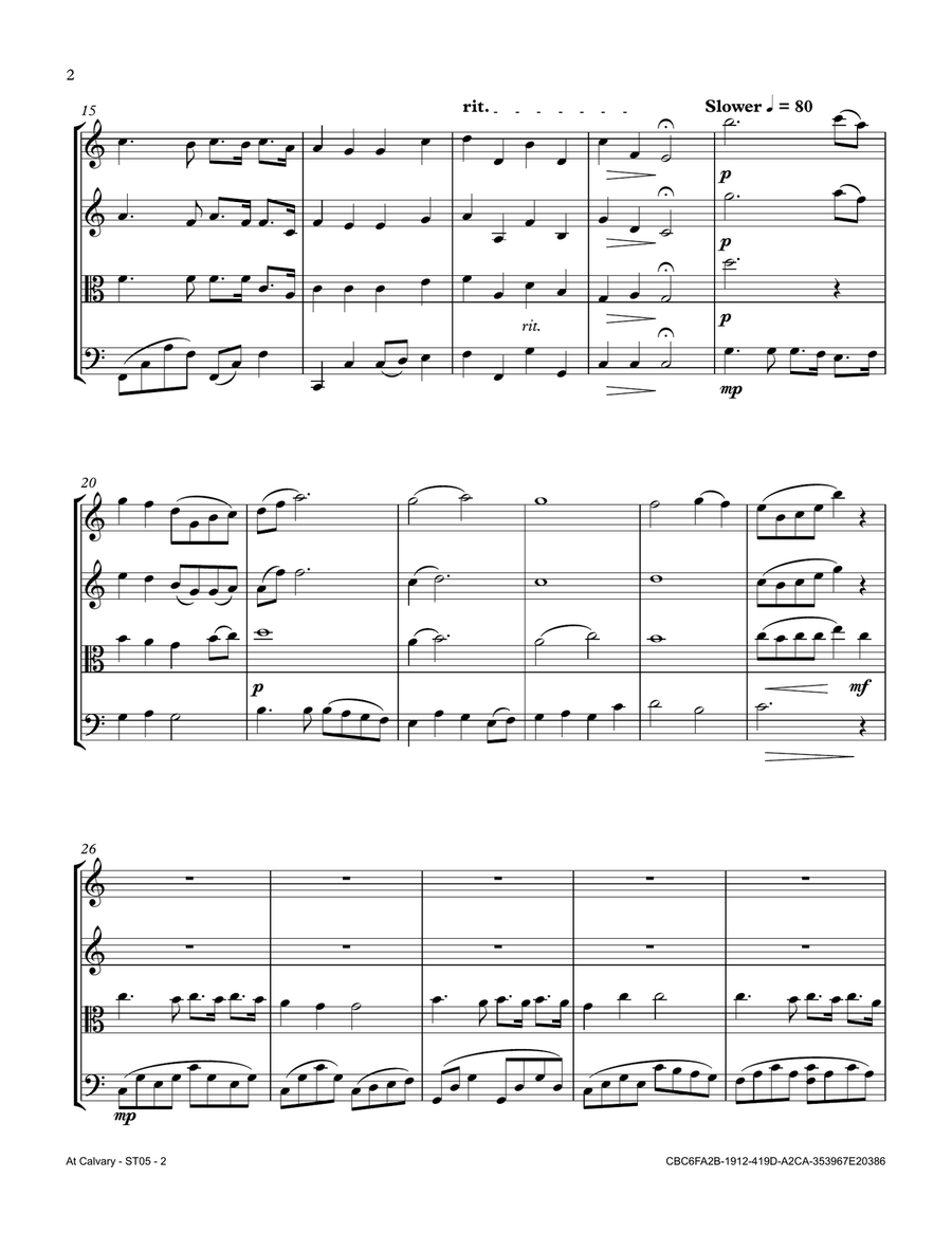At Calvary by James Gilbert String Quartet - Digital Sheet Music page 2