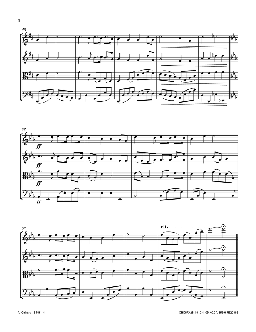At Calvary by James Gilbert String Quartet - Digital Sheet Music page 4