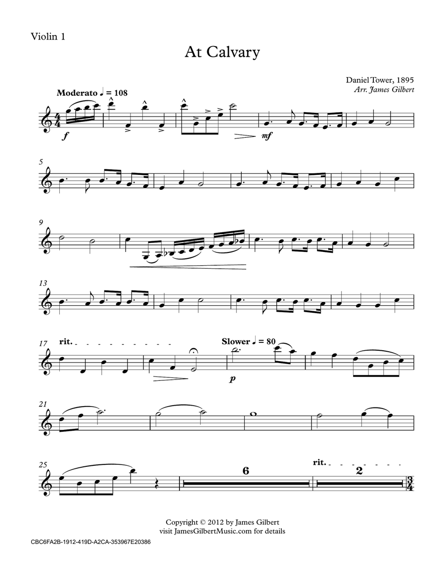 At Calvary by James Gilbert String Quartet - Digital Sheet Music page 5