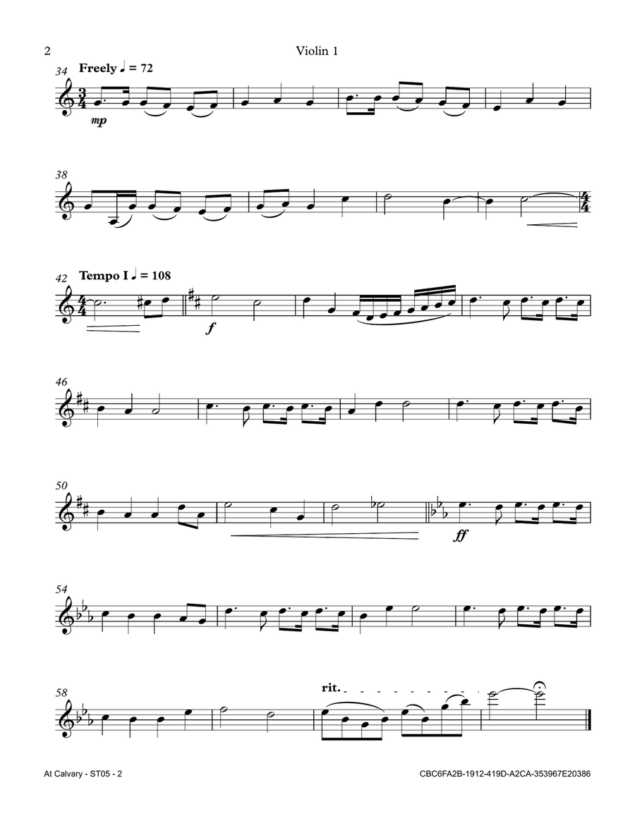 At Calvary by James Gilbert String Quartet - Digital Sheet Music page 6