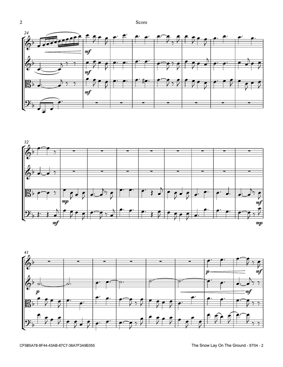 The Snow Lay On The Ground by Traditional String Quartet - Digital Sheet Music page 2