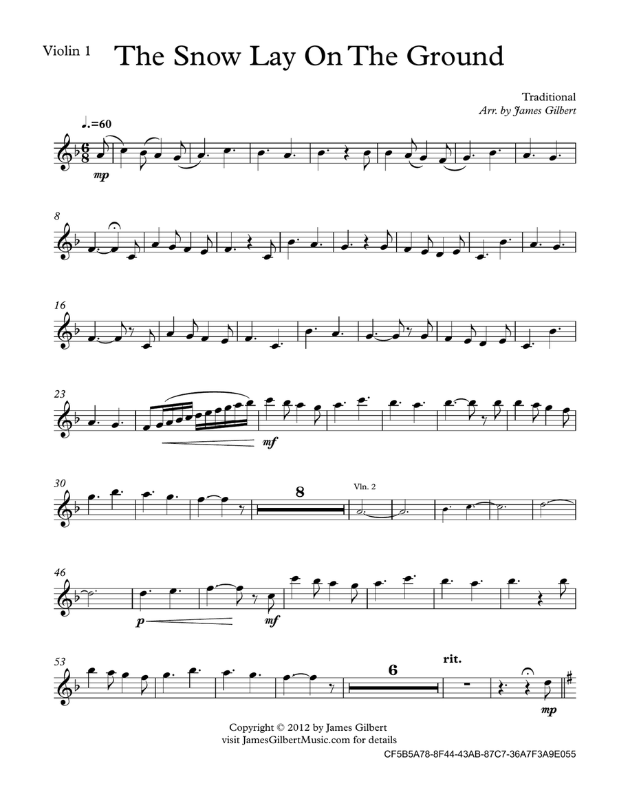 The Snow Lay On The Ground by Traditional String Quartet - Digital Sheet Music page 6