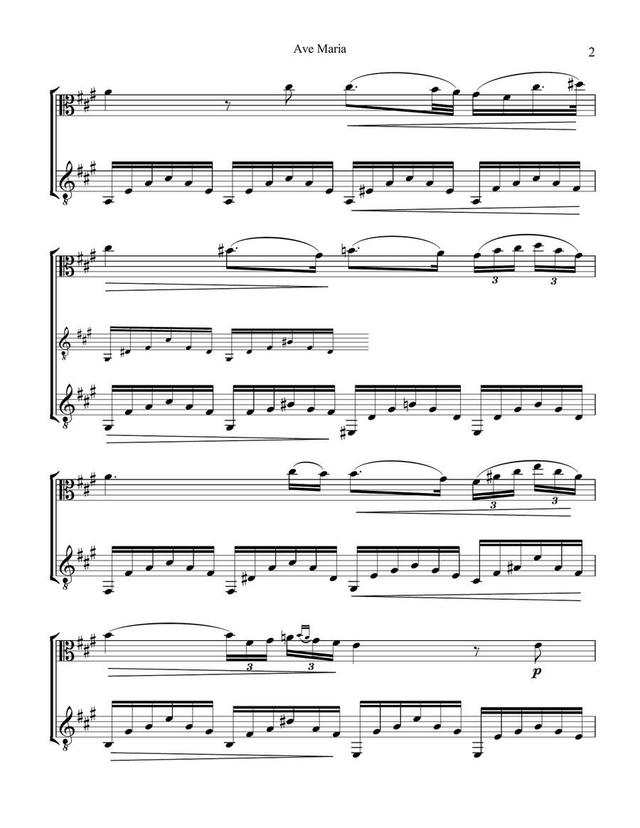 Ave Maria (Schubert) for viola and guitar (A major) String Duet scores gallery preview page 3