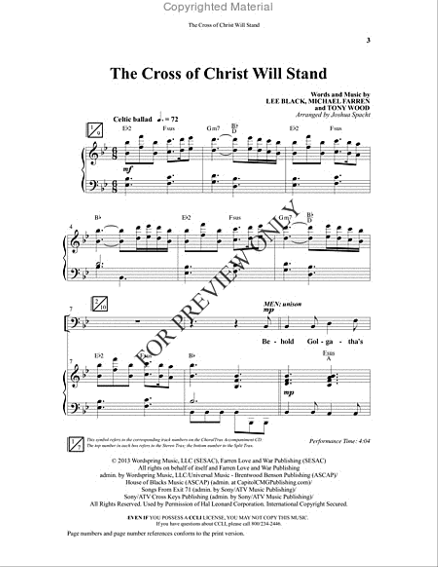 The Cross Of Christ Will Stand - Anthem 4-Part scores gallery preview page 2