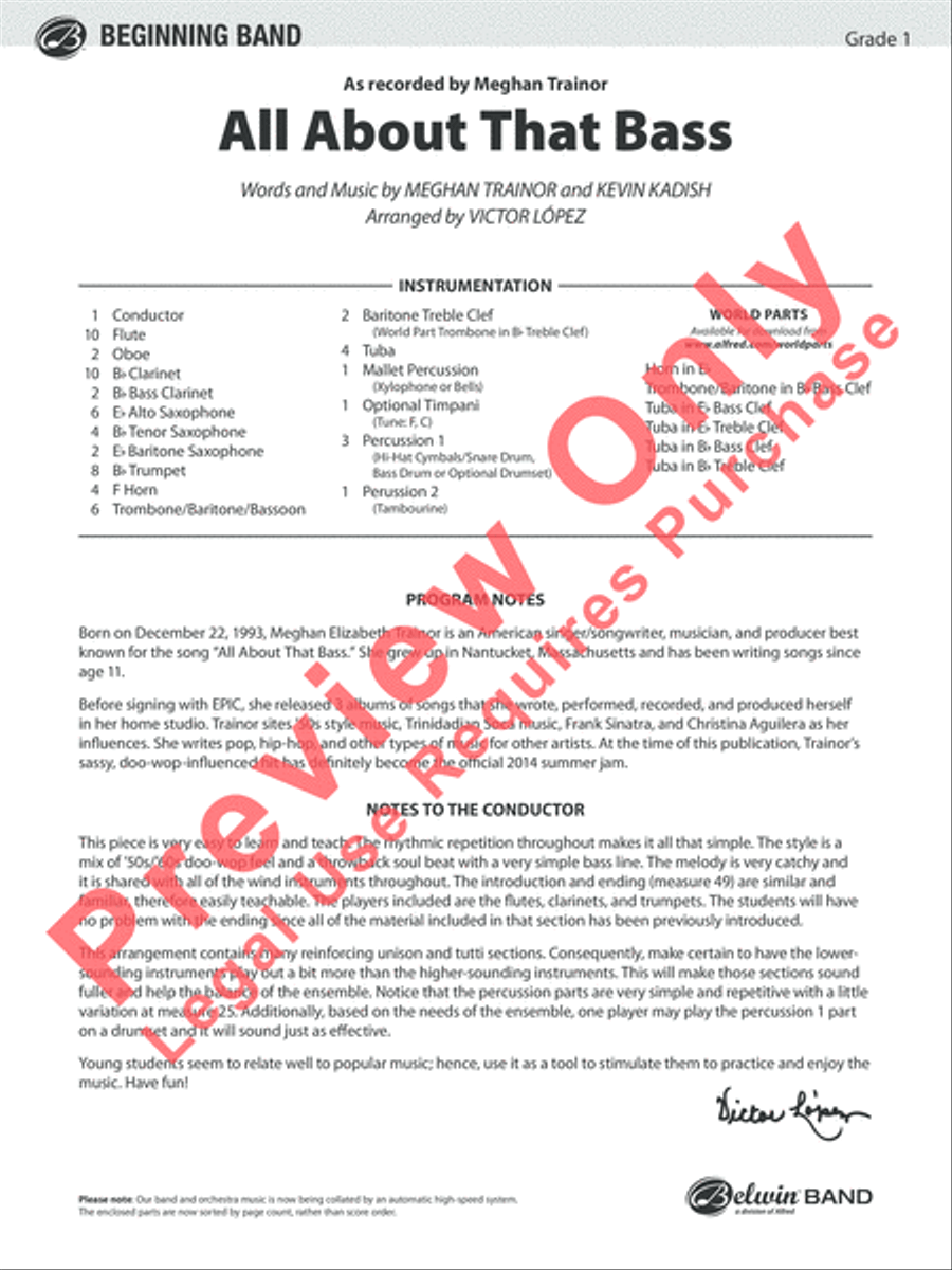 All About That Bass All About That Bass Concert Band scores gallery preview page 2
