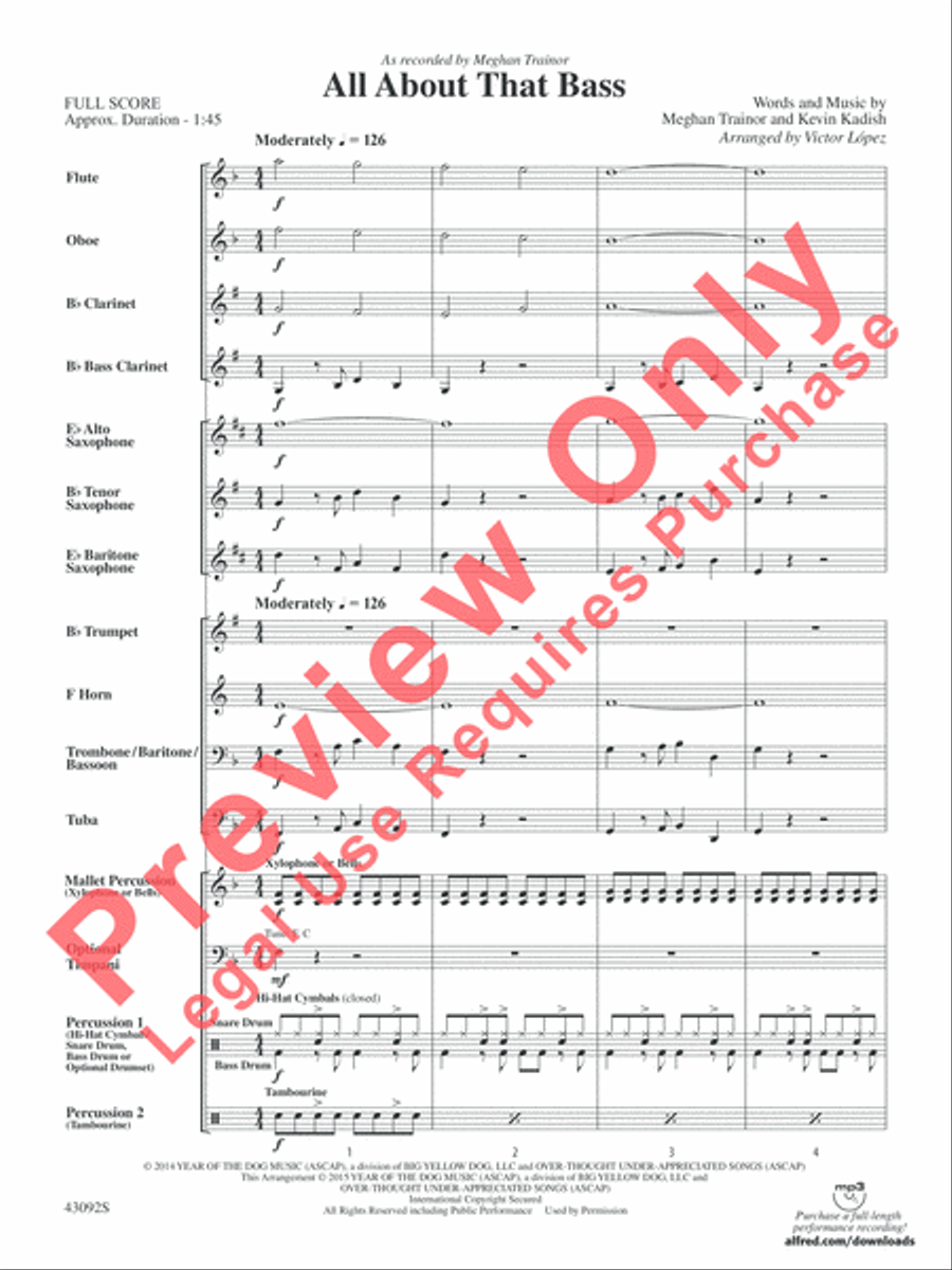 All About That Bass All About That Bass Concert Band scores gallery preview page 3