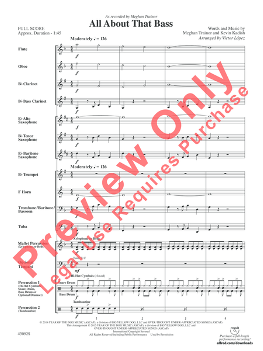 All About That Bass All About That Bass Concert Band scores gallery preview page 3