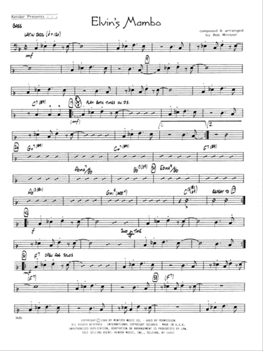 Elvin's Mambo - Bass Jazz Ensemble scores gallery preview page 1
