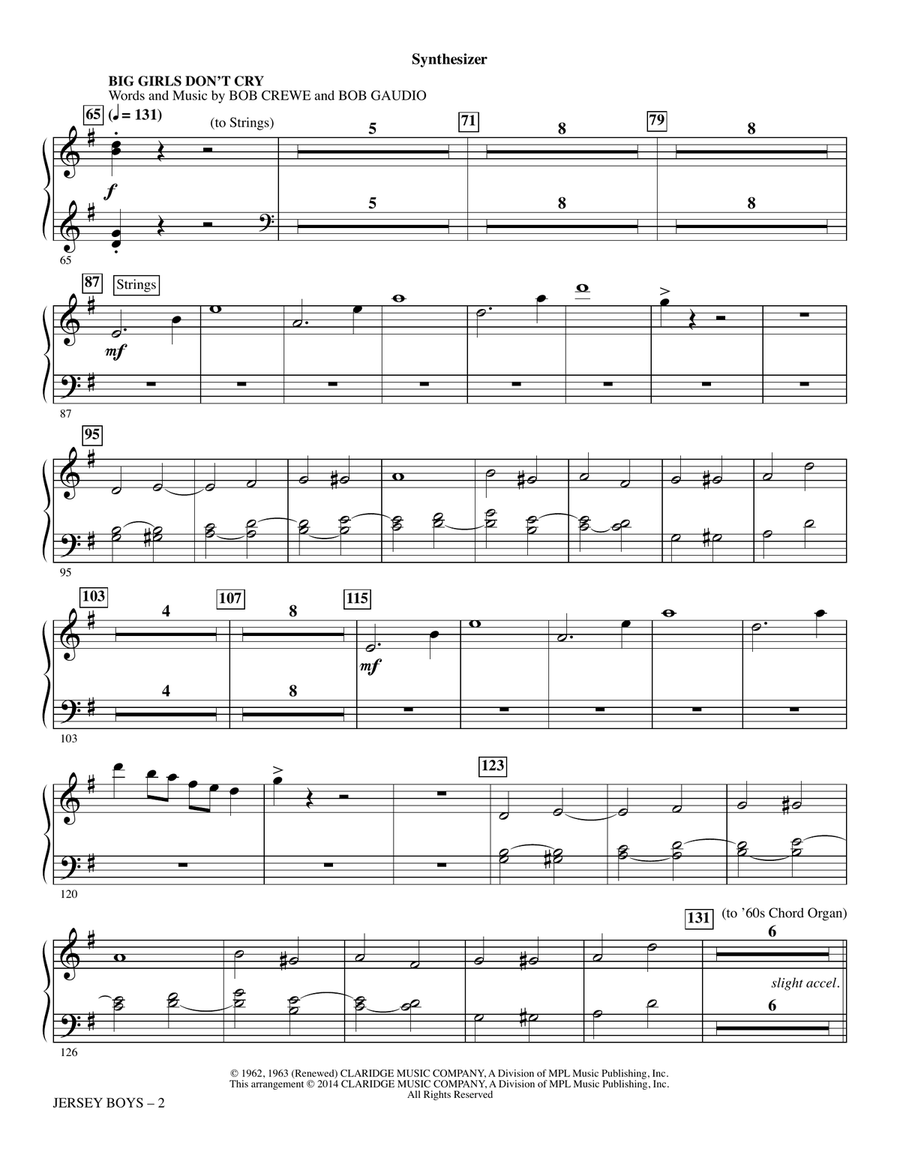Jersey Boys (Medley) - Featuring Songs of Frankie Valli and The Four Seasons - Synthesizer by Ed Lojeski Choir - Digital Sheet Music page 2