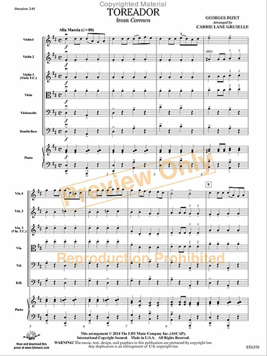Toreador Toreador String Orchestra scores gallery preview page 16