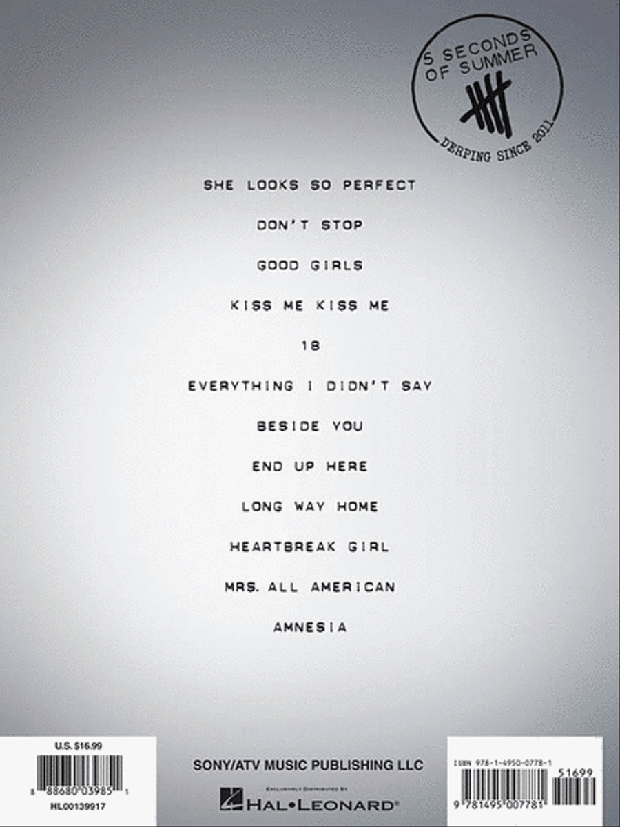 5 Seconds of Summer Piano, Vocal, Guitar scores gallery preview page 2