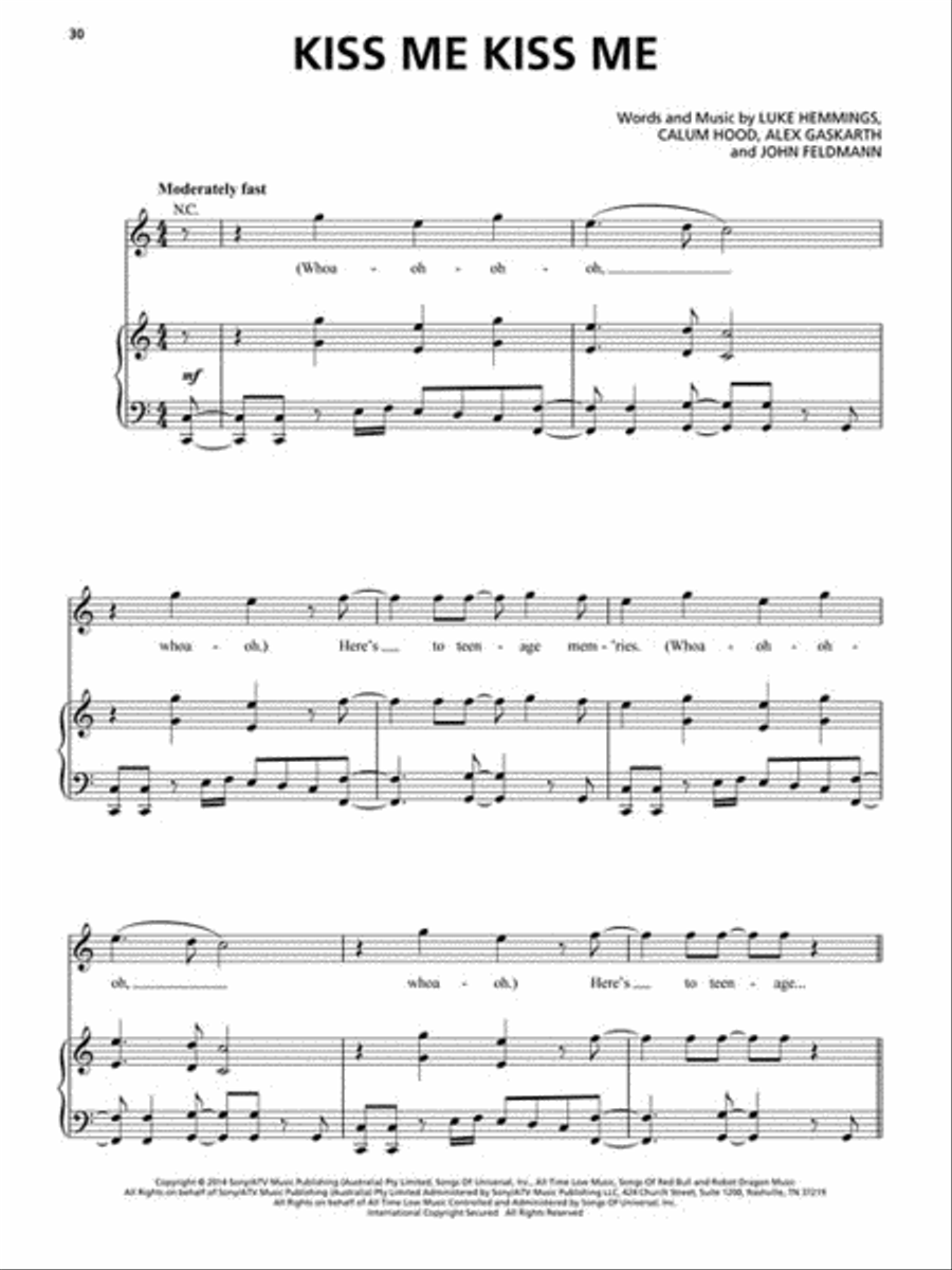 5 Seconds of Summer Piano, Vocal, Guitar scores gallery preview page 3