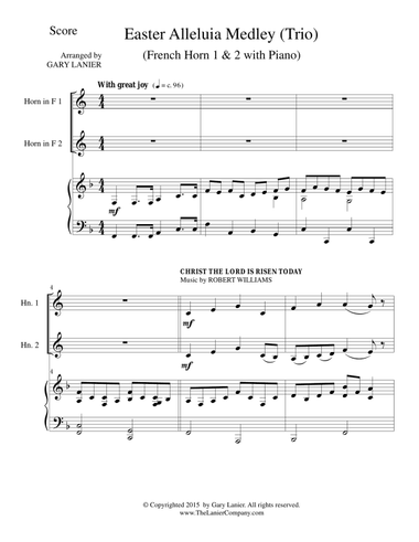 EASTER ALLELUIA MEDLEY (Trio – French Horn 1 & 2 with Piano) Score and Parts
