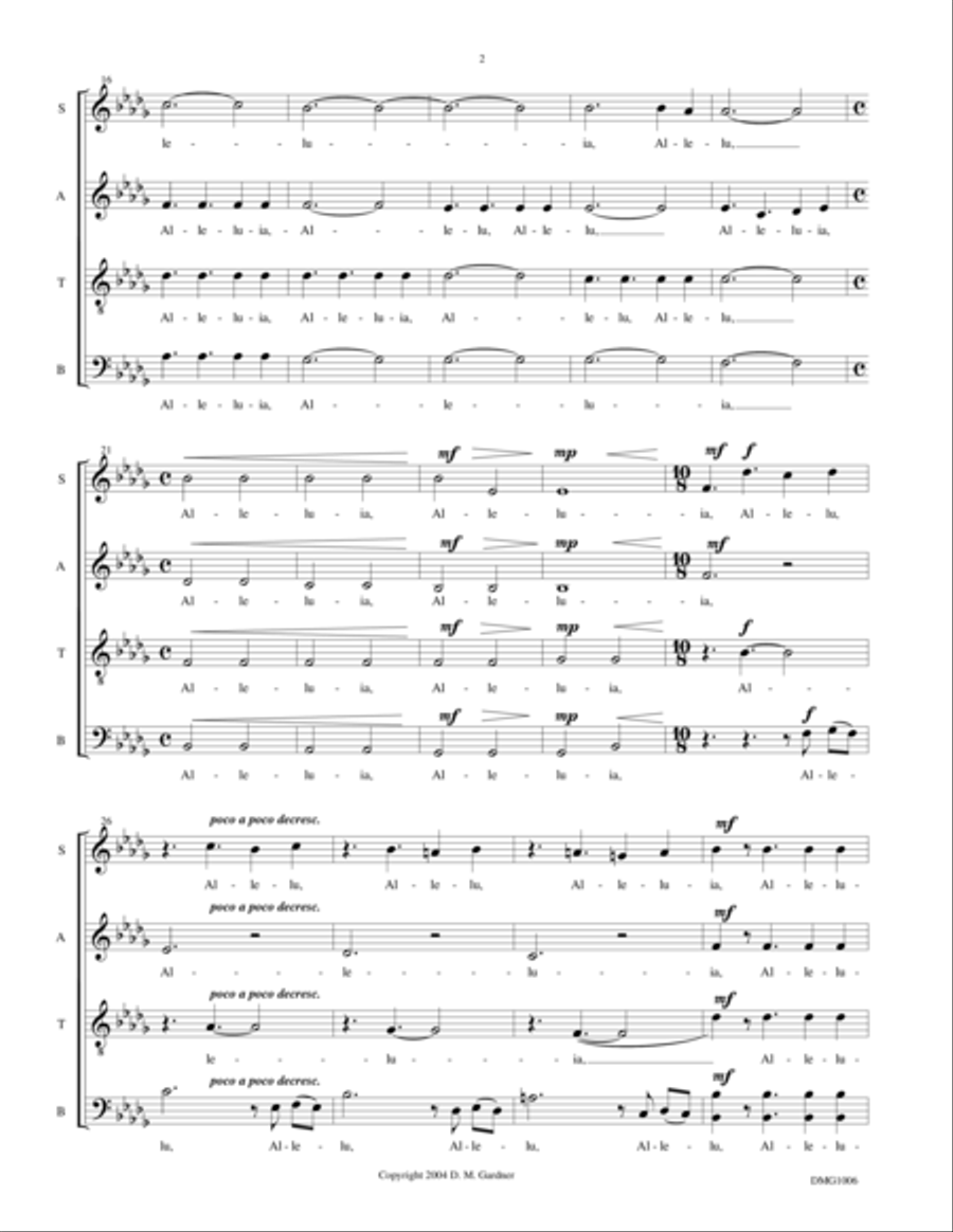 Fanfare Alleluia (SATB - Unaccompanied) 4-Part scores gallery preview page 4