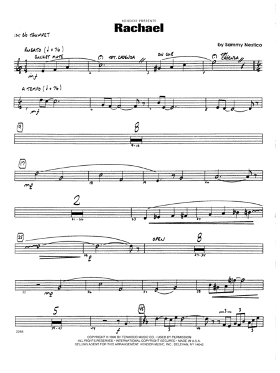 Rachael - 1st Bb Trumpet Jazz Ensemble scores gallery preview page 1