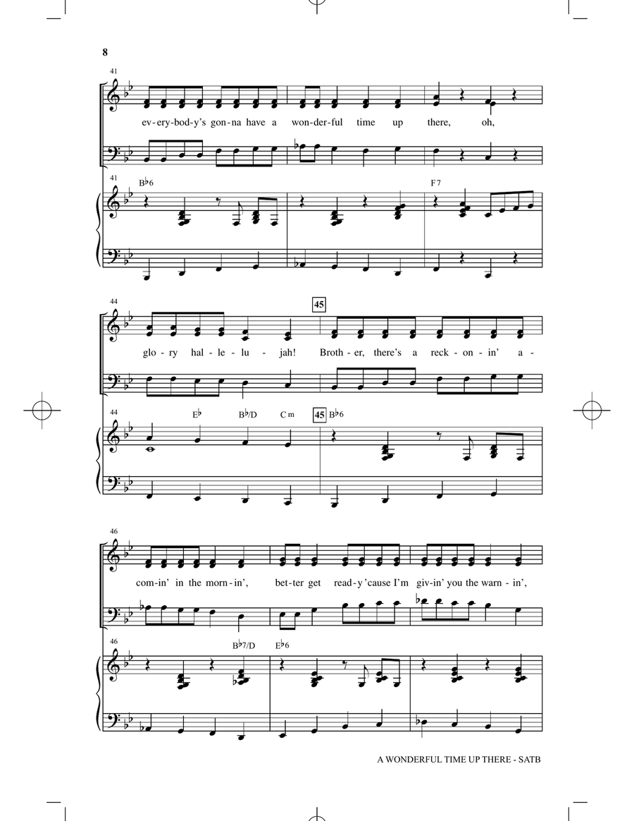 A Wonderful Time Up There (Everybody's Gonna Have A Wonderful Time Up There) 4-Part scores gallery preview page 6