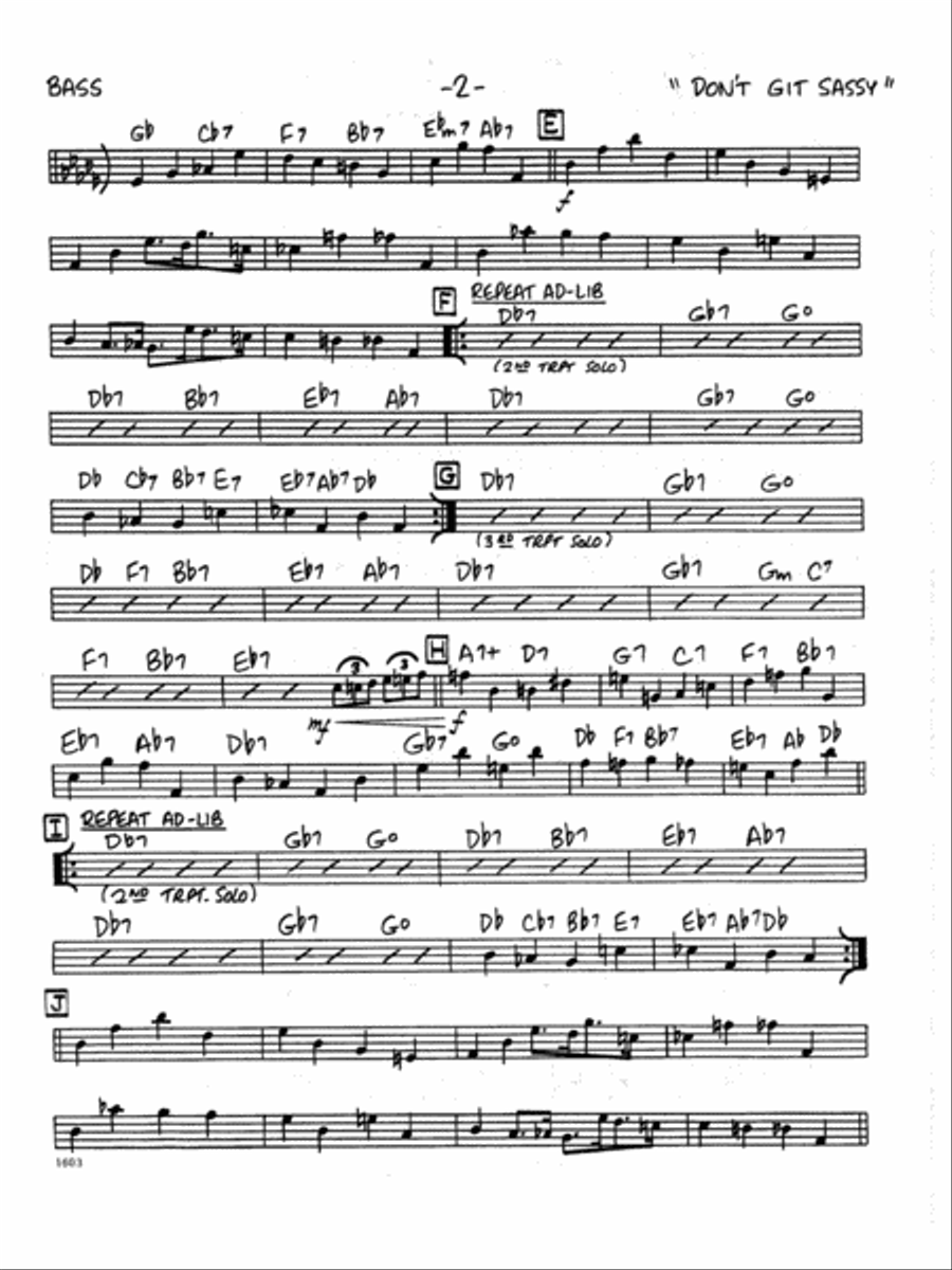 Don't Git Sassy - Bass Don't Git Sassy - Bass Jazz Ensemble scores gallery preview page 2