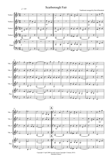 Scarborough Fair for Violin Quartet