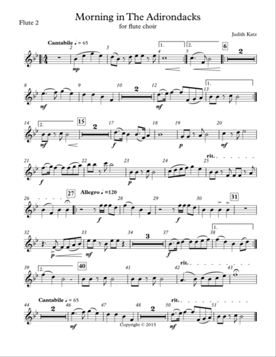 Morning In The Adirondacks - for flute choir - Parts Flute Choir scores gallery preview page 2