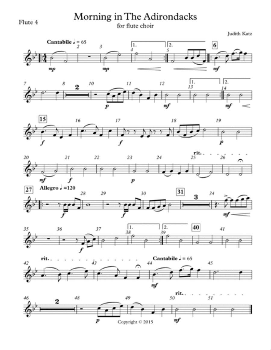 Morning In The Adirondacks - for flute choir - Parts Flute Choir scores gallery preview page 4