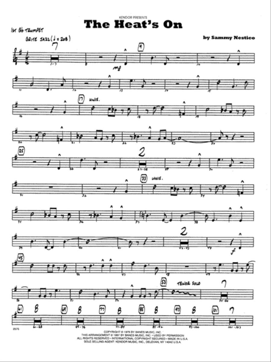The Heat's On - 1st Bb Trumpet by Sammy Nestico - Jazz Ensemble