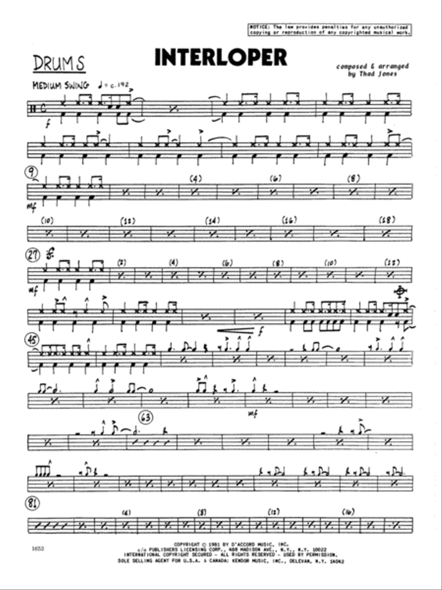 Interloper - Drums Jazz Ensemble scores gallery preview page 1