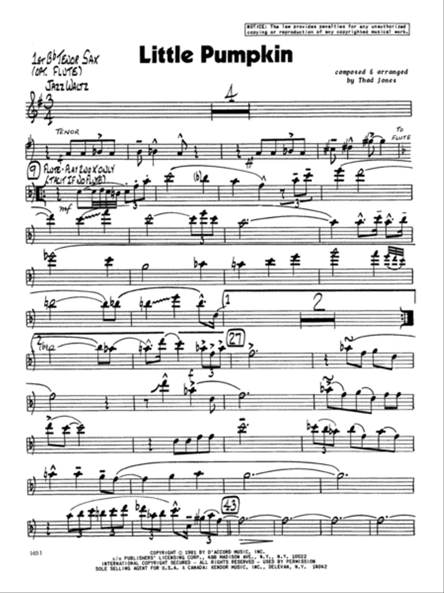 Little Pumpkin - 1st Bb Tenor Saxophone Tenor Saxophone scores gallery preview page 1