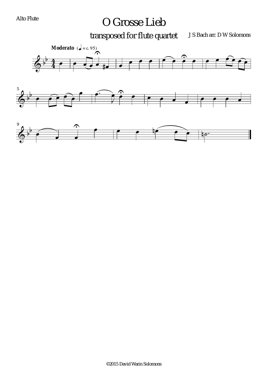 O grosse Lieb for flute quartet Flute Quartet scores gallery preview page 2