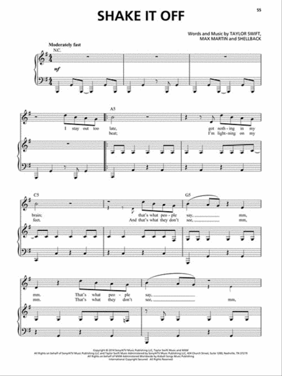 Taylor Swift - Original Keys for Singers Voice scores gallery preview page 4