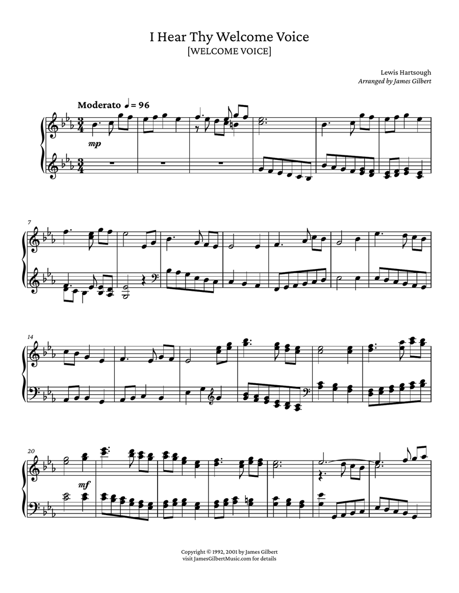 I Hear Thy Welcome Voice by James Gilbert Easy Piano - Digital Sheet Music page 2