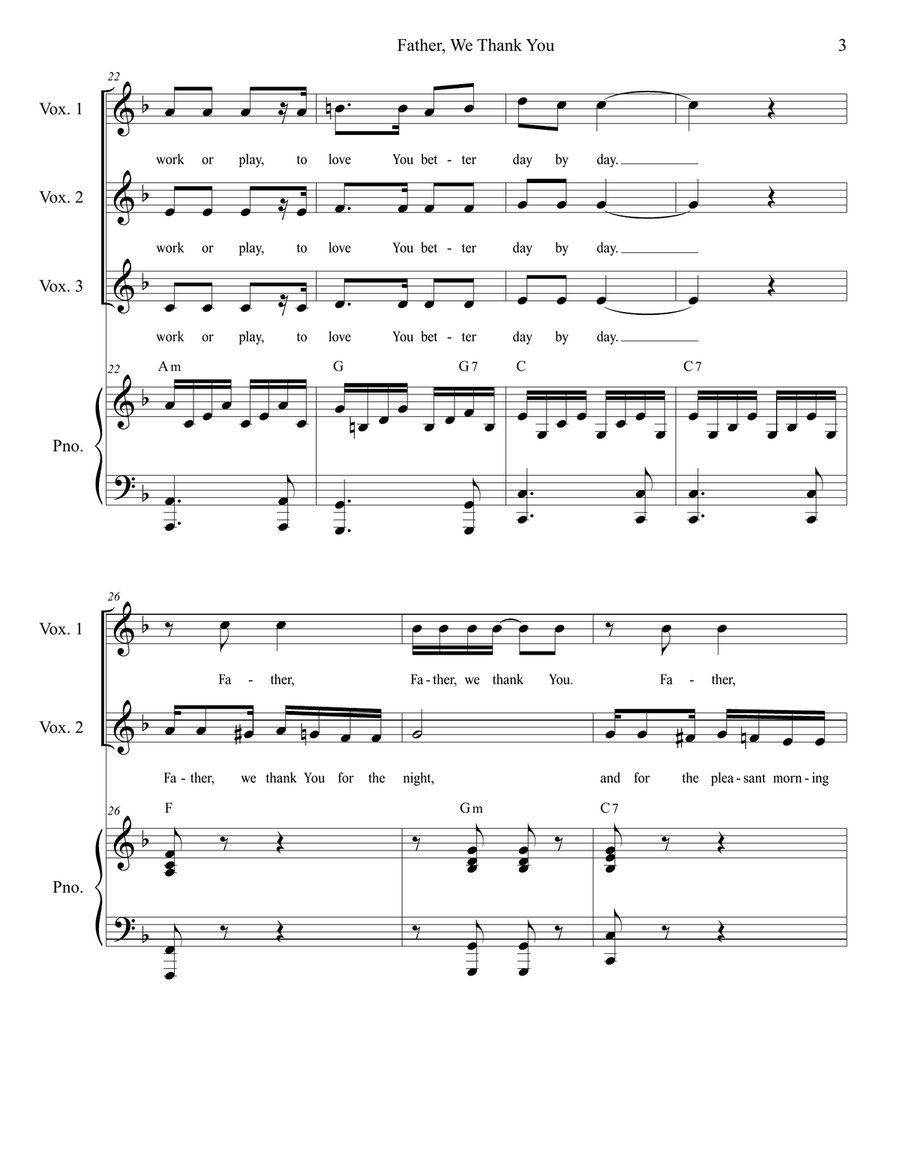 Father, We Thank You (3-part children's choir) 3-Part scores gallery preview page 3