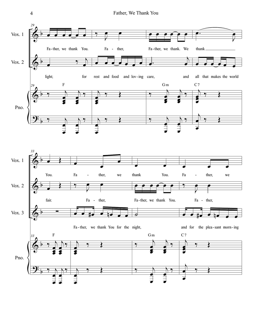 Father, We Thank You (3-part children's choir) 3-Part scores gallery preview page 4