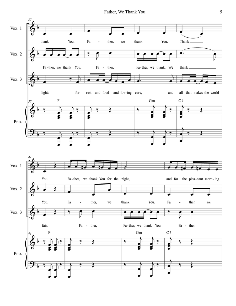 Father, We Thank You (3-part children's choir) 3-Part scores gallery preview page 5