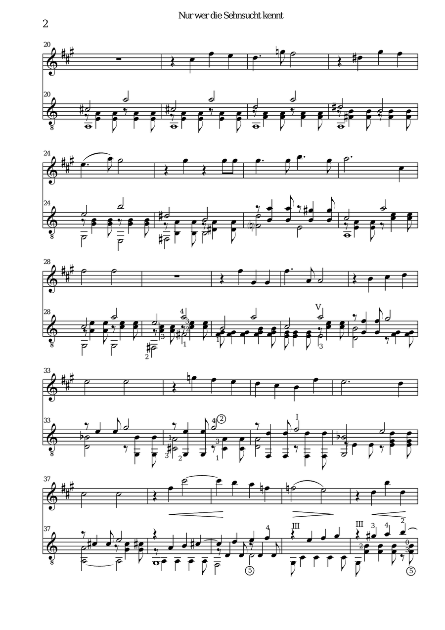 Nur wer die Sehnsucht kennt (Only the lonely heart) for alto saxophone and guitar Alto Saxophone scores gallery preview page 2