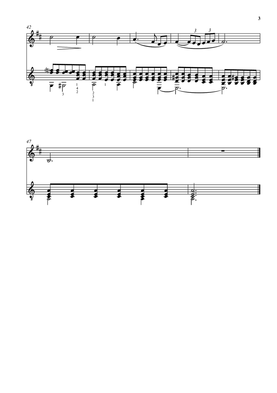 Après un rêve (After a dream) for clarinet (lower version) and guitar Clarinet scores gallery preview page 3
