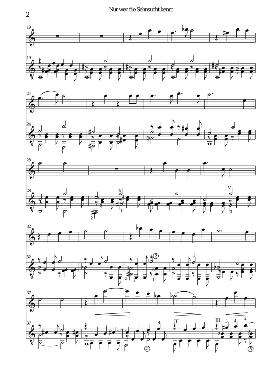 Nur wer die Sehnsucht kennt (Only the lonely heart) for flute and guitar Flute scores gallery preview page 2
