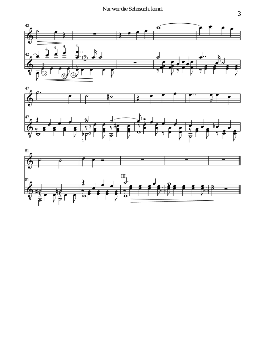 Nur wer die Sehnsucht kennt (Only the lonely heart) for flute and guitar Flute scores gallery preview page 3