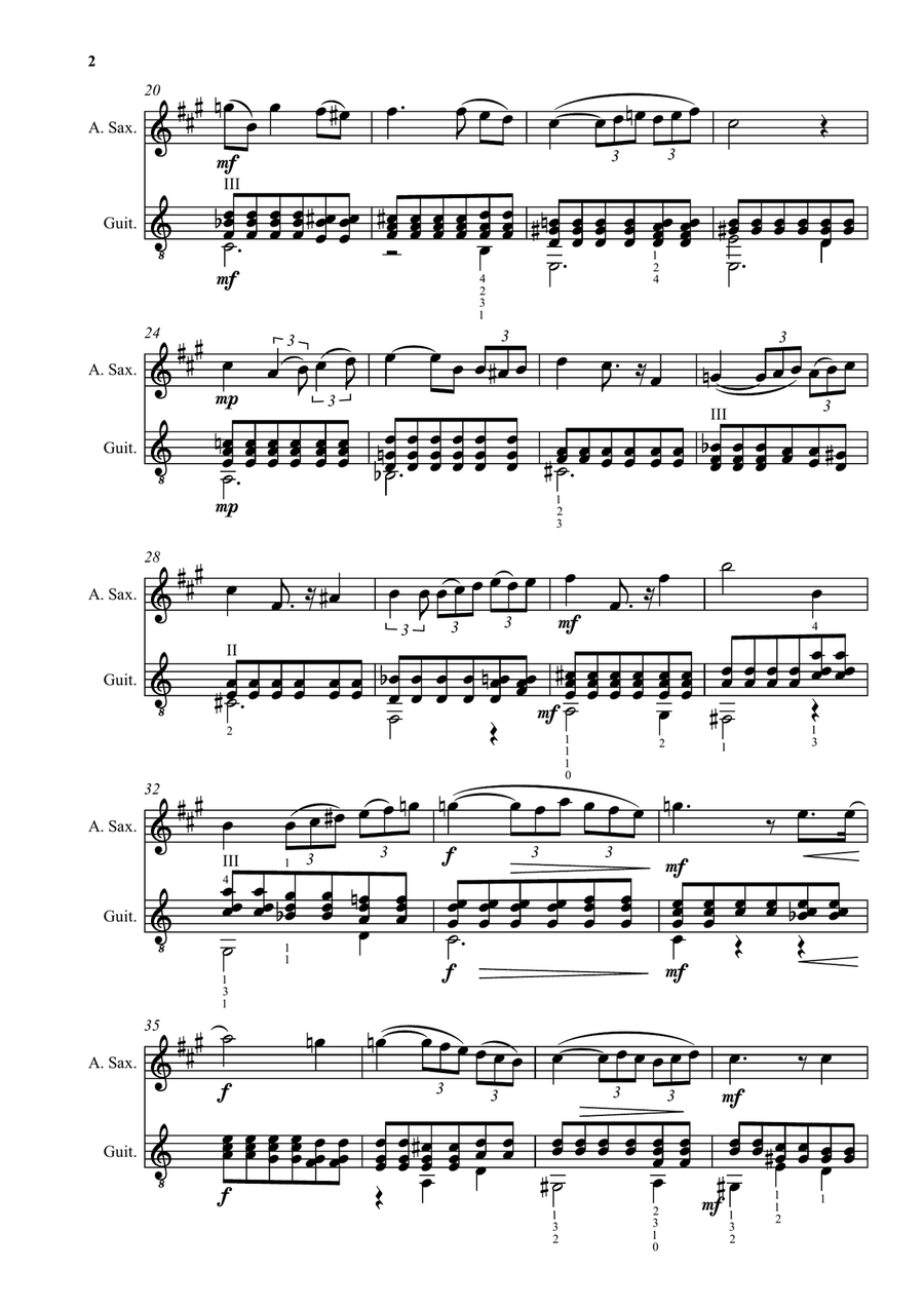 Après un rêve (After a dream) for alto saxophone and guitar Alto Saxophone scores gallery preview page 2