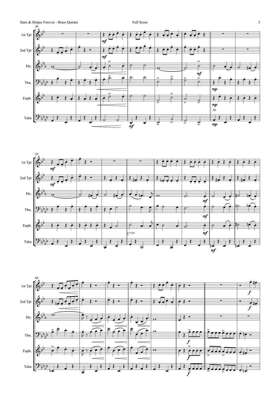 Stars and Stripes forever - Sousa - Brass Quintet Brass Quintet scores gallery preview page 3