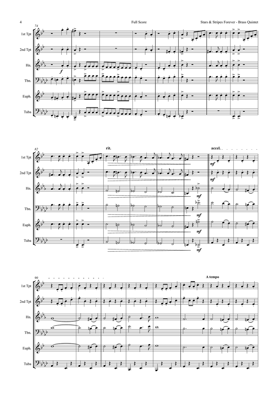 Stars and Stripes forever - Sousa - Brass Quintet Brass Quintet scores gallery preview page 4