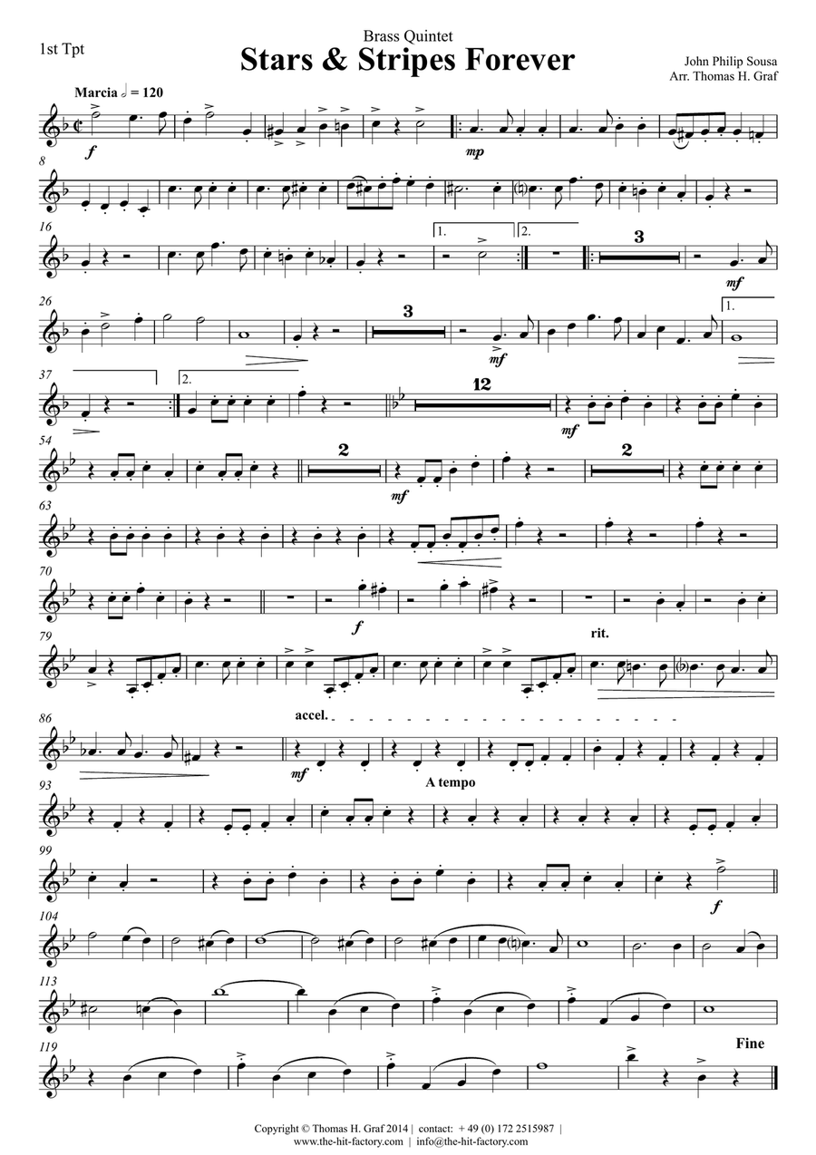 Stars and Stripes forever - Sousa - Brass Quintet Brass Quintet scores gallery preview page 6